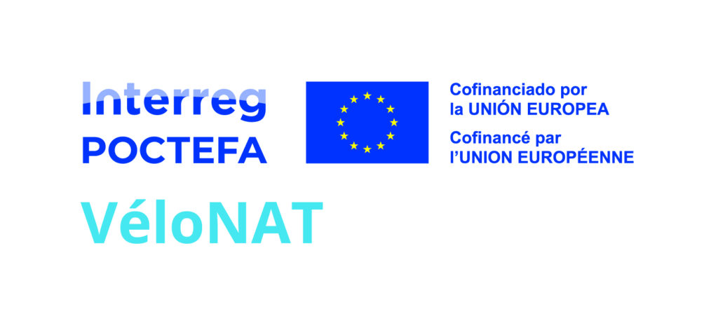 logo du projet transfrontalier vélonat, porté entre autres, par l'ADT64, agence départementale du tourisme 64, pour créer une destination vélo d'exception sur le passif des Pyrénées