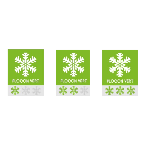 les logos du label flocon vert, obtenu par la station de ski de la pierre saint-martin dans les pyrénées atlantiques, en béarn